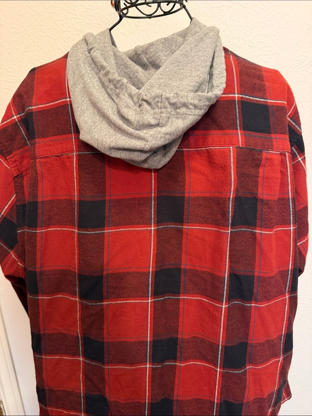 💋💋💋BOGOHO💋💋💋The Foundry Red and Black Plaid Hooded Button-Up Shirt-2XLT - Picture 7 of 7